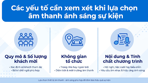 Các tiêu chí cần lưu ý để lựa chọn âm thanh ánh sáng phù hợp cho sự kiện