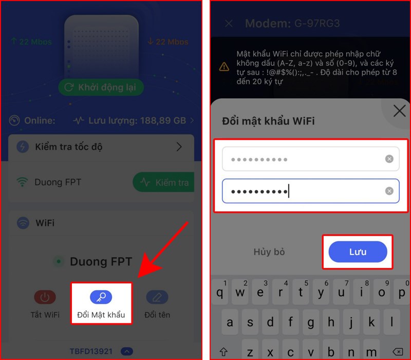 Đổi mật khẩu wifi FPT trên điện thoại