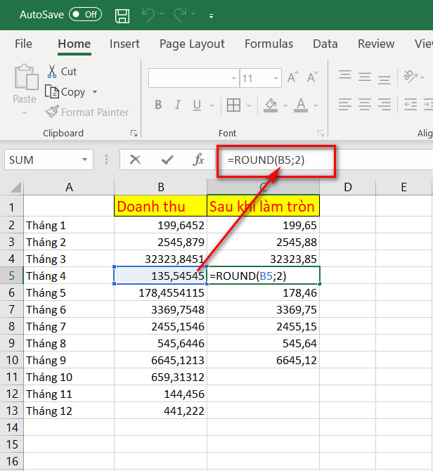 Cách làm tròn số trong Excel bằng cách sử dụng ROUND, ROUNDUP và ...
