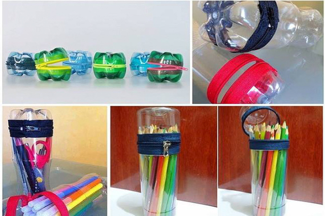 5 cách làm hộp đựng bút bằng chai nhựa siêu đơn giản
