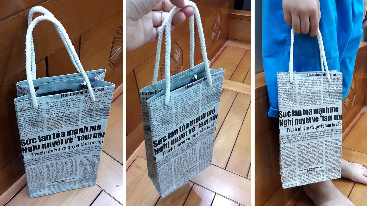 Cách làm TÚI XÁCH bằng giấy báo cũ | How to Make a Paper Bag with ...
