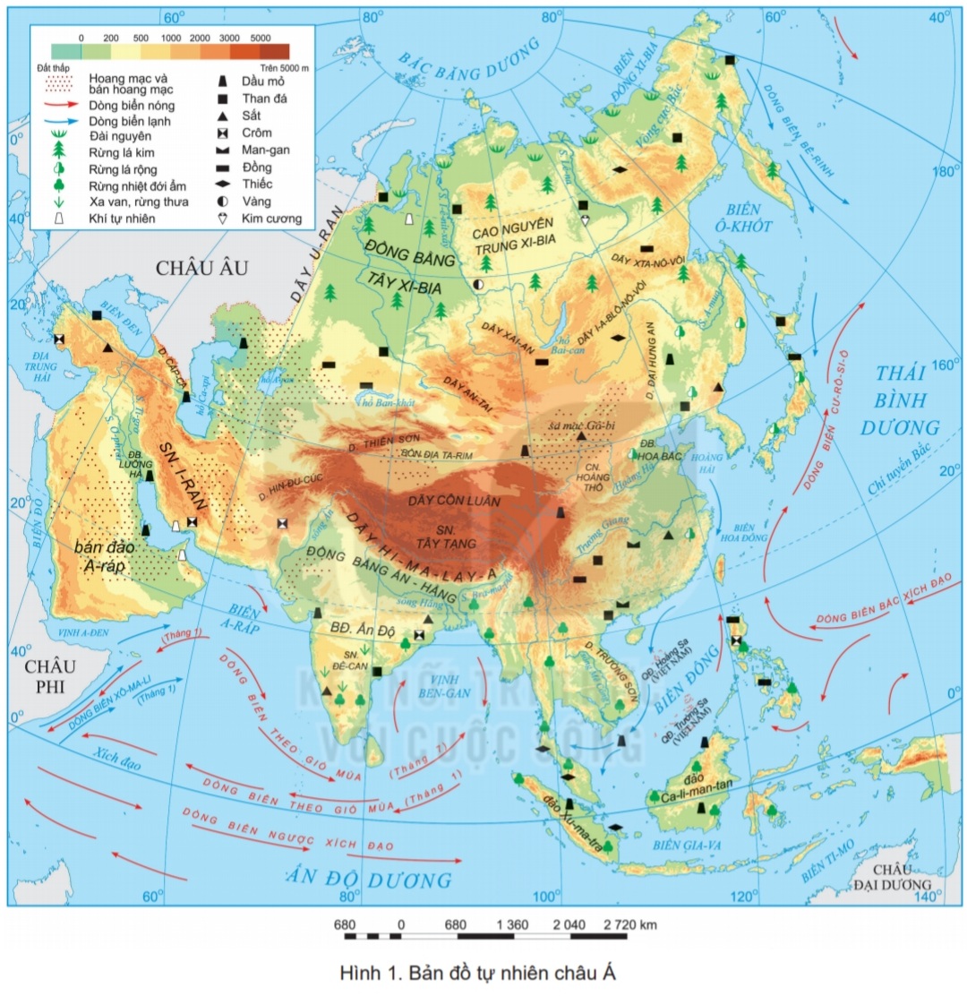 Bài 5. Vị trí địa lí, đặc điểm tự nhiên châu Á SGK Địa lí 7 Kết nối tri ...