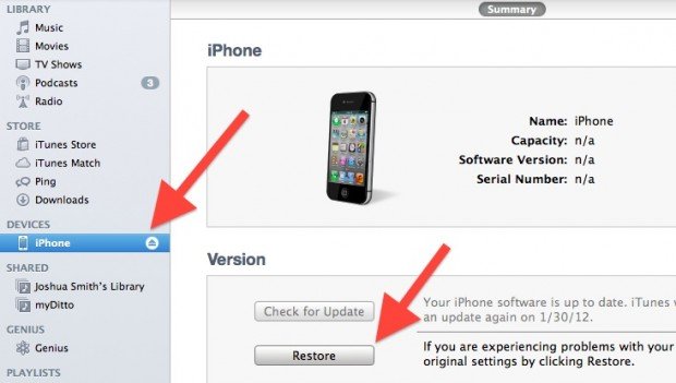 Hướng dẫn cách restore iPhone 4/4S cho người mới dùng