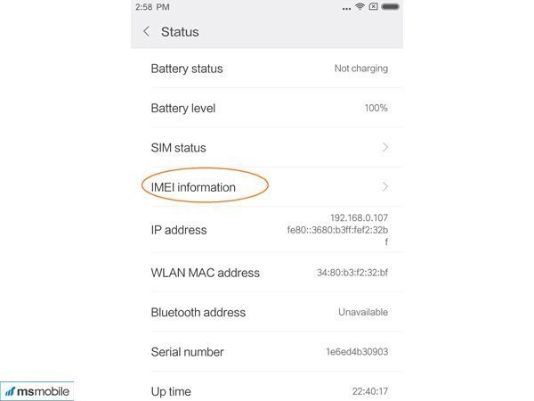 Kiểm tra iMei Xiaomi Redmi 4X