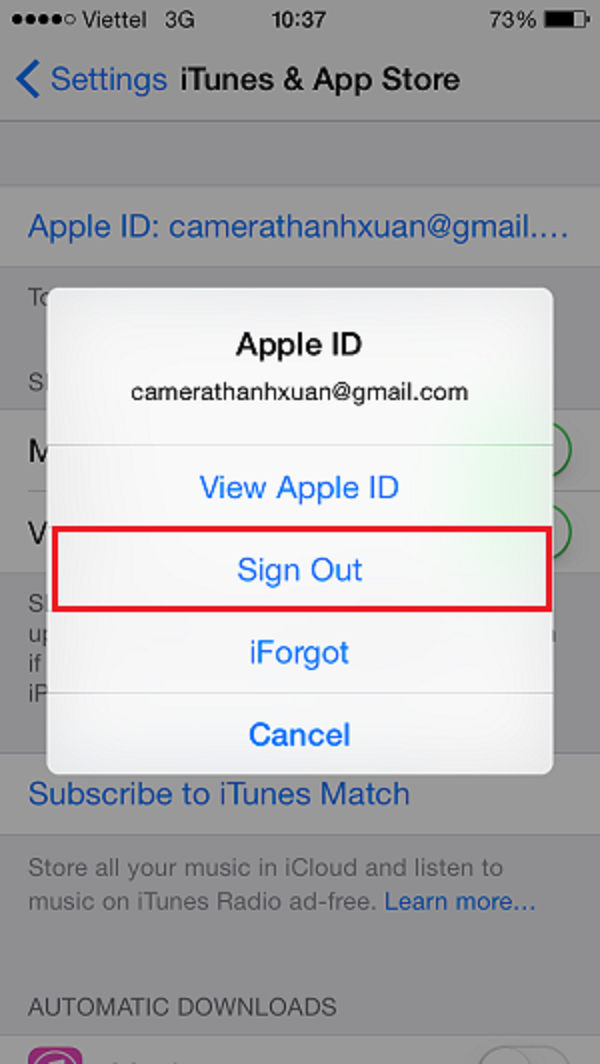 Huong dan cach thay doi tai khoan Apple ID noi tren IPhone 6 3