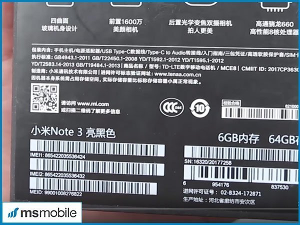 Cấu hình khủng của Xiaomi Mi Note 3
