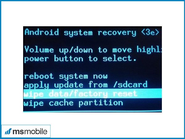 Chọn “Wipe Data/Factory Reset” và chọn “Yes”