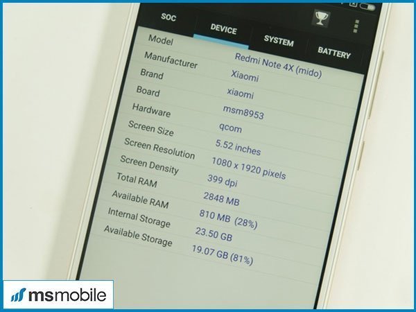 Cấu hình khá mạnh của Redmi Note 4X