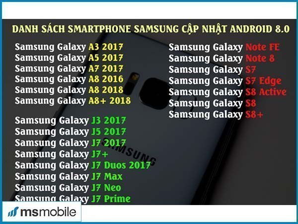 Rò rỉ danh sách những smartphone Samsung sẽ được cập nhật Android 8.0