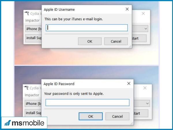 Nhập tên tài khoản email và mật khẩu 