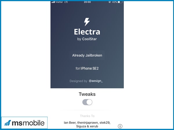 Electra trên màn hình thiết bị iPhone của bạn