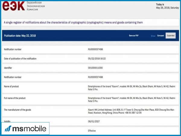 Thông tin vê dòng sản phẩm Xiaomi Redmi Note 5