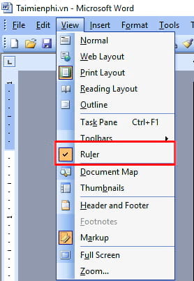 Hiển thị Ruler, thanh thước kẻ căn chỉnh lề trong Word 2016, 2013, 2010, 2007, 2003