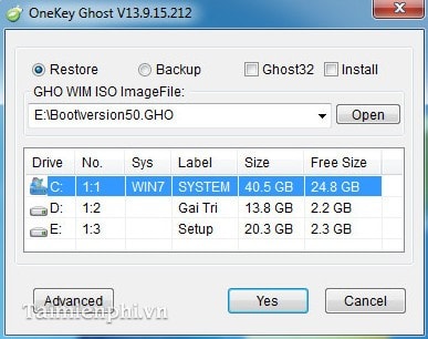 Onekey Ghost - ứng dụng hỗ trợ ghost Win 7, 8.1, 10