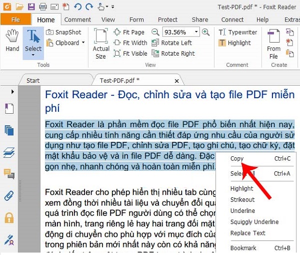 Hướng dẫn cách Copy File PDF, sao chép nội dung dữ liệu PDF sang file Word bằng Foxit Reader