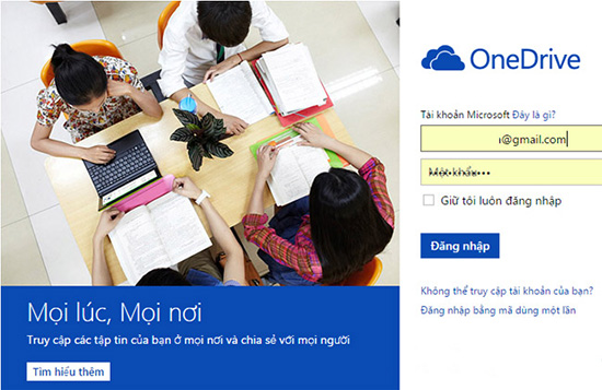 Hướng dẫn đăng ký tài khoản OneDrive và sử dụng OneDrive lưu dữ liệu