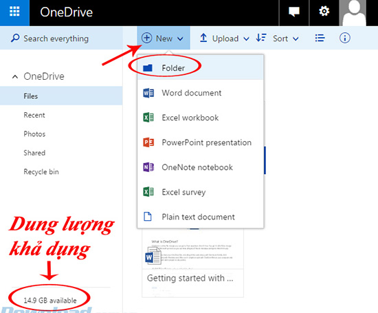 Hướng dẫn đăng ký tài khoản OneDrive và sử dụng OneDrive lưu dữ liệu