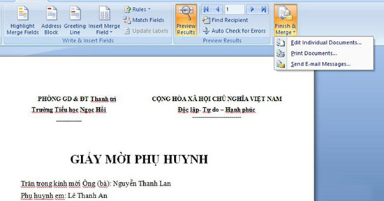 Hướng dẫn cách trộn thư trong Microsoft Word