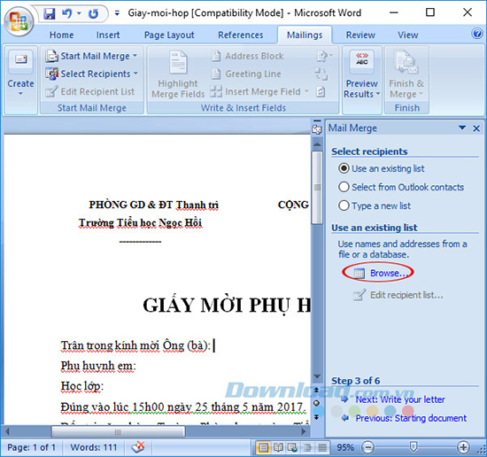 Hướng dẫn cách trộn thư trong Microsoft Word