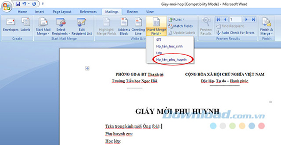 Hướng dẫn cách trộn thư trong Microsoft Word