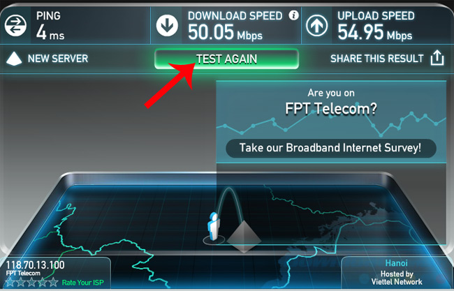 Hướng dẫn kiểm tra tốc độ internet mạng Viettel nhanh và đơn giản bằng SpeedTest