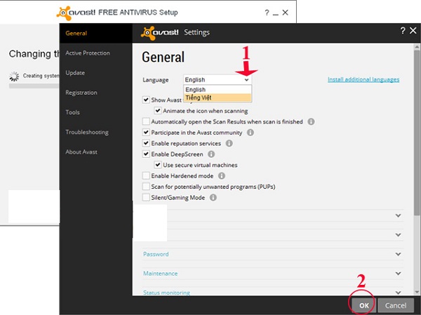 Hướng dẫn cách cài đặt ngôn ngữ tiếng Việt cho phần mềm diệt virus Avast Free Antivirus