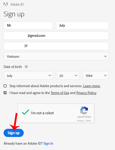Hướng dẫn tạo tài khoản Adobe cho người mới dùng