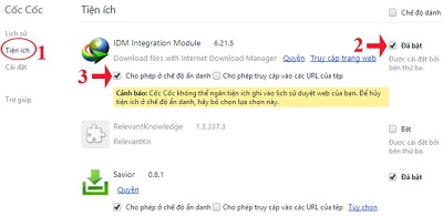 Hướng dẫn khắc phục IDM tự động bắt link youtube trên Cốc Cốc