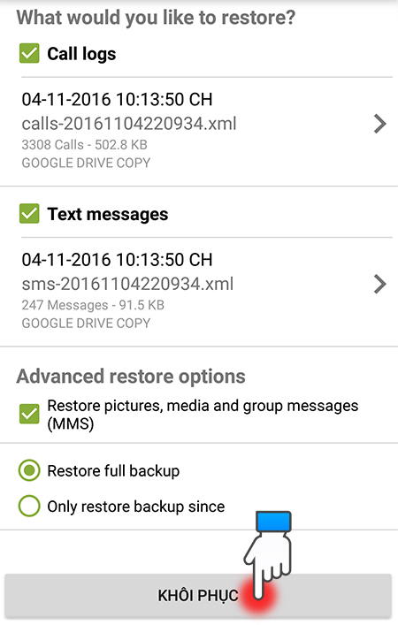 Sao lưu tin nhắn trên điện thoại Android (Backup SMS trên Android)