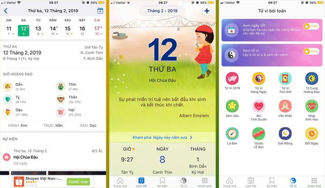 Lịch vạn niên cho điện thoại, lịch việt cho điện thoại, lịch âm dương cho điện thoại