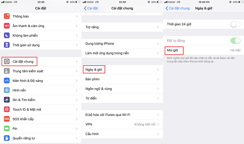 Cài đặt ngày giờ trên iPhone iPad, tùy chỉnh ngày giờ trên iPhone iPad