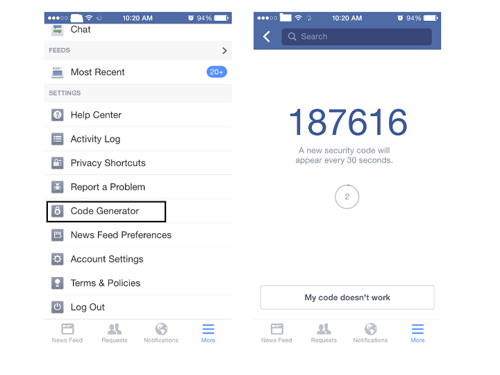 Trình tạo mã trên Facebook, cách lấy mã bằng trình tạo mã trên Facebook, Generator Code Facebook