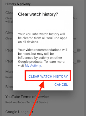 Xóa lịch sử xem phim trên Youtube, Xóa lịch sử xem Video trên Youtube