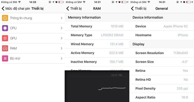 Kiểm tra thông tin RAM, CPU, Pin, phần cứng iPhone, quản lý RAM trên iPhone iPad