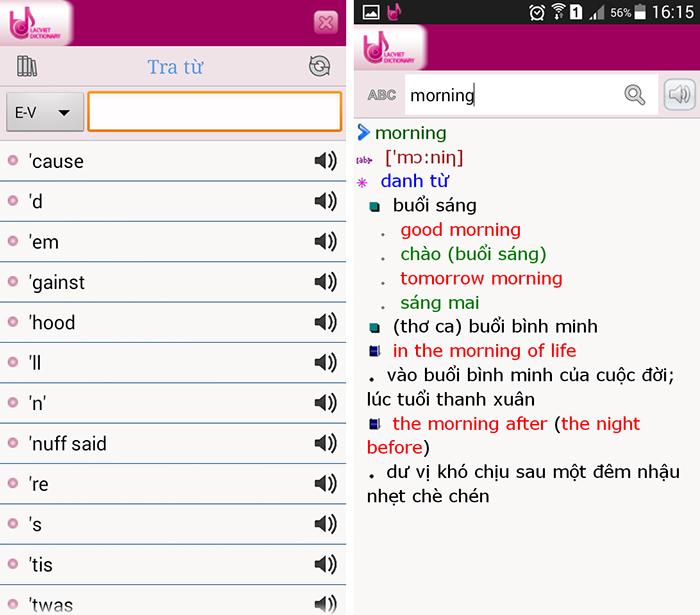Từ điển Tiếng Anh tốt nhất trên điện thoại Android