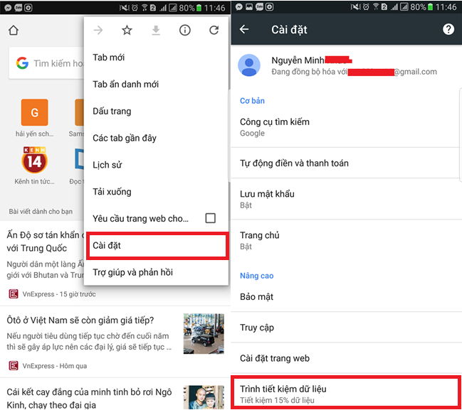 Sử dụng Chrome tiết kiệm dữ liệu trên Android và iOS