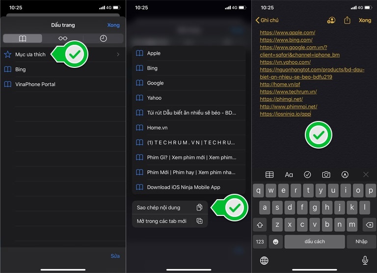Cách sao chép dấu trang trình duyệt Safari trên iPhone, iPad