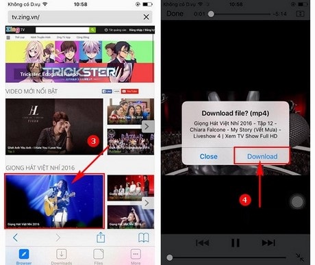 Mẹo tải video trên Zing TV cho iPhone iPad