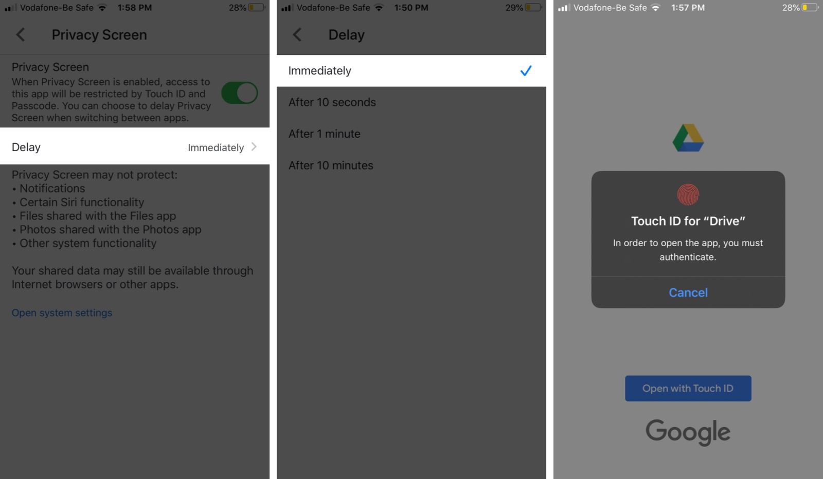 Thủ thuật khóa Google Drive trên iPhone bằng FaceID hoặc TouchID