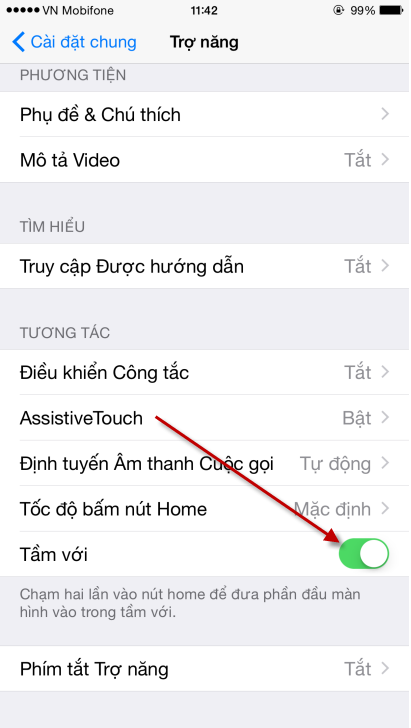 Hướng dẫn kích hoạt tính năng sử dụng bằng một tay trên iPhone 6 Lock