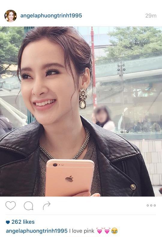 iPhone 6s Plus màu vàng hồng trên tay Angela Phương Trinh