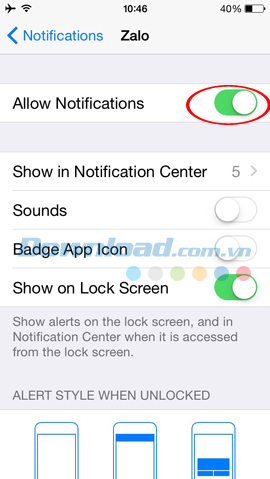 Cách tắt thông báo zalo trên điện thoại iOS