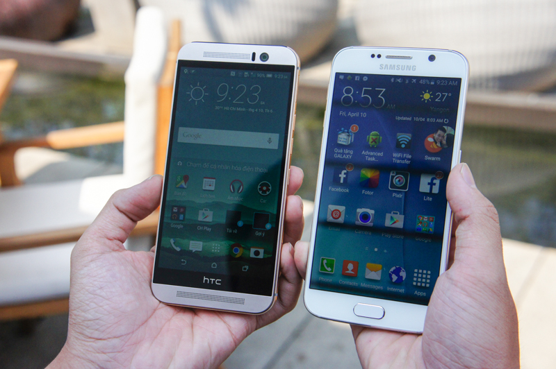 so sánh HTC One M9 và Galaxy S6-3