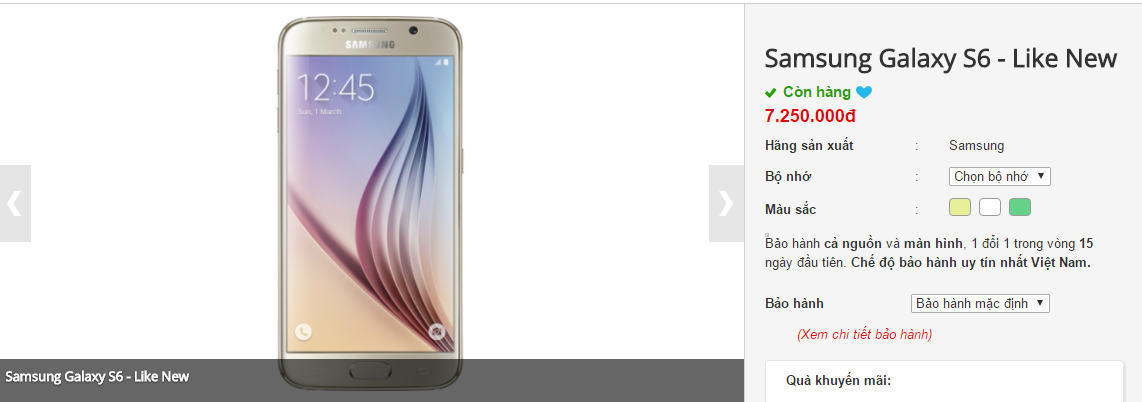 Mua điện thoại Samsung Galaxy S6 cũ giá tốt tại MSmobile